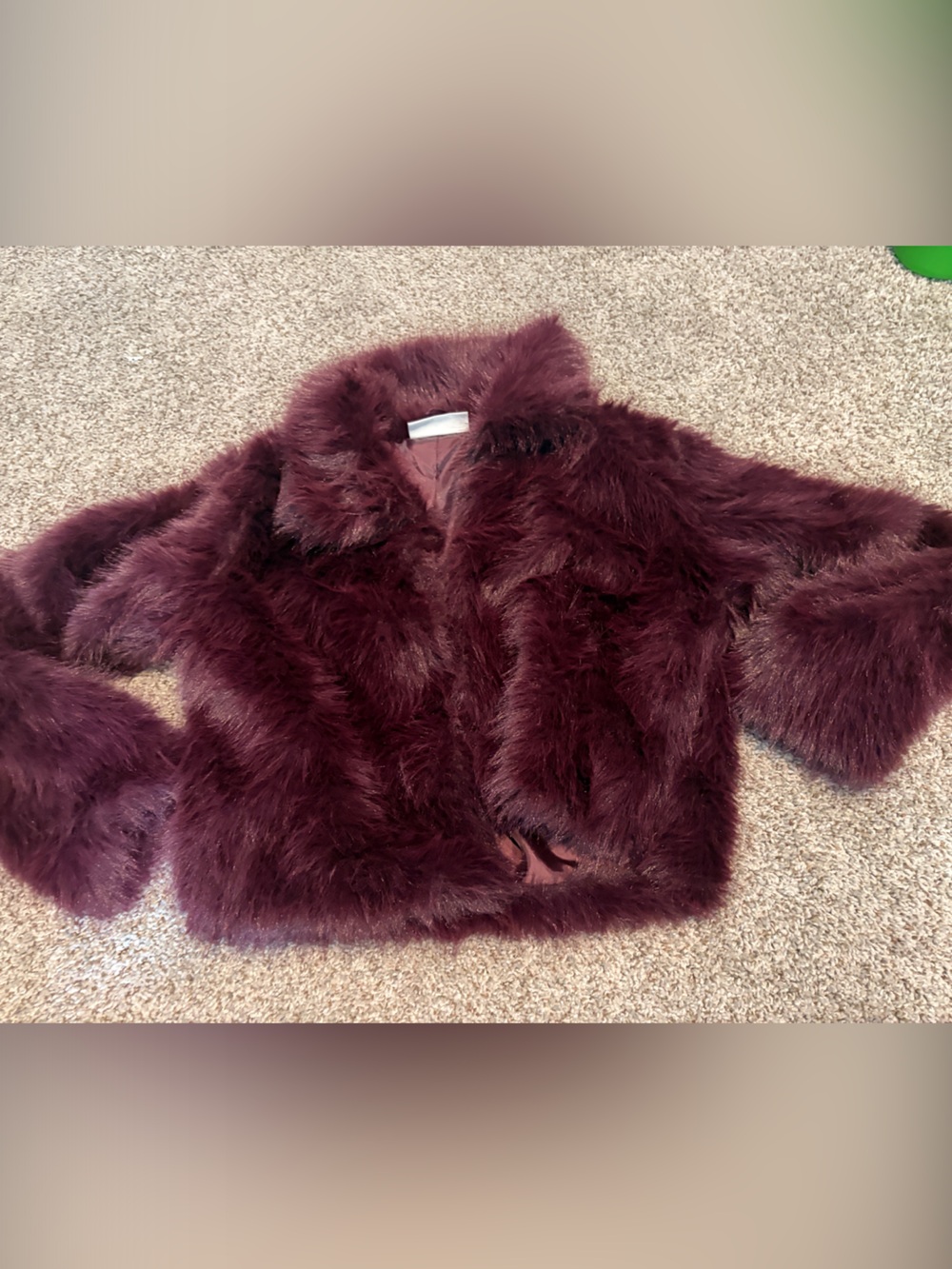 No Boundaries Plush Faux Fur Jacket in Burgundy